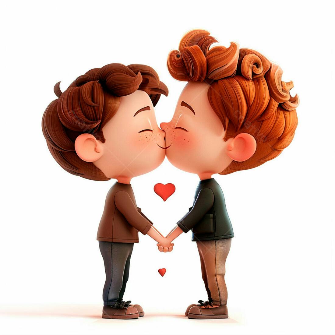 Casal gay se beijando ilustração 3D
