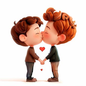 Imagem de dois garotos se beijando, personagem 3d 39