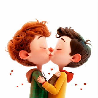 Imagem de dois garotos se beijando, personagem 3d 40