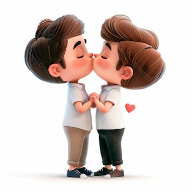 Imagem de dois garotos se beijando, personagem 3d 44