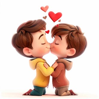 Imagem de dois garotos se beijando, personagem 3d 46
