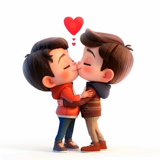 Imagem de dois garotos se beijando, personagem 3d 47