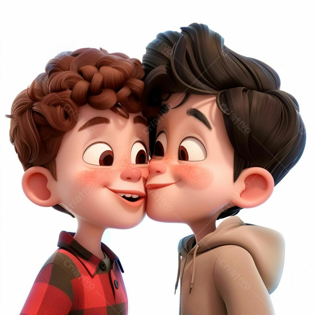 Dois meninos se abraçando carinhosamente