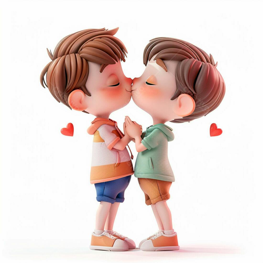Dois meninos se beijando desenho animado