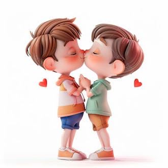 Imagem de dois garotos se beijando, personagem 3d 53