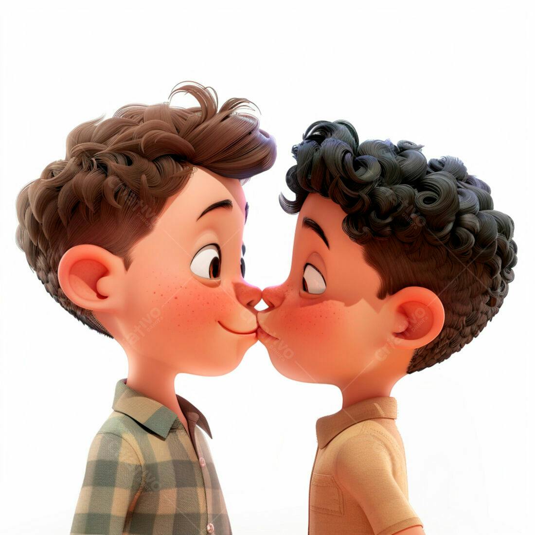 Dois meninos se beijando desenho animado