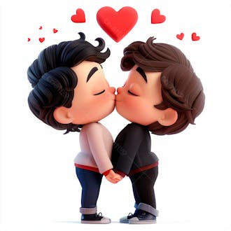 Imagem de dois garotos se beijando, personagem 3d 57