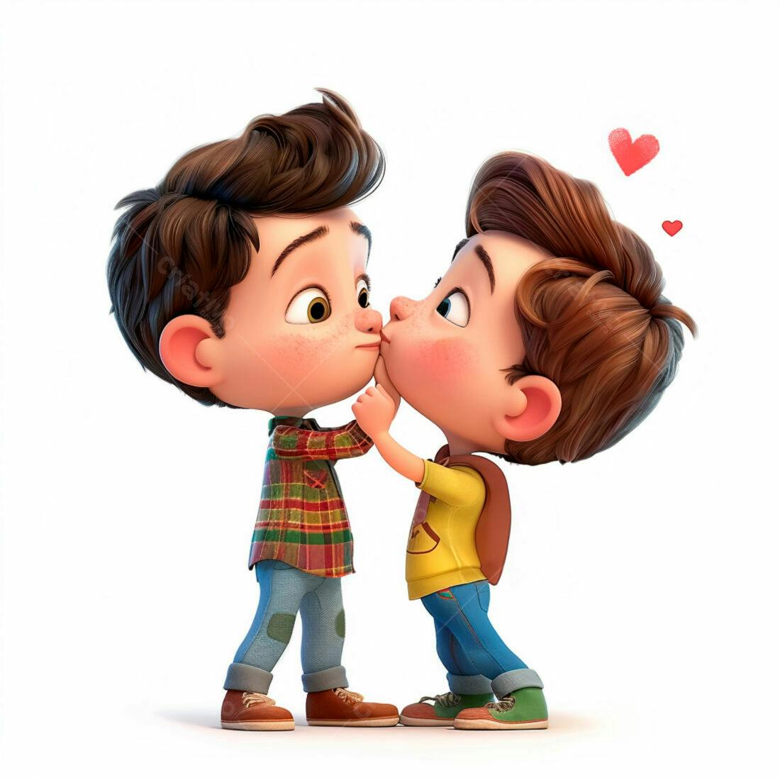 Dois meninos se beijando carinhosamente