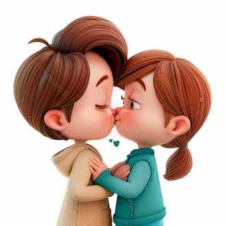 Imagem de dois garotos se beijando, personagem 3d 61