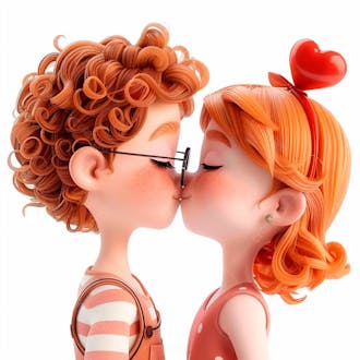 Imagem de dois garotos se beijando, personagem 3d 63