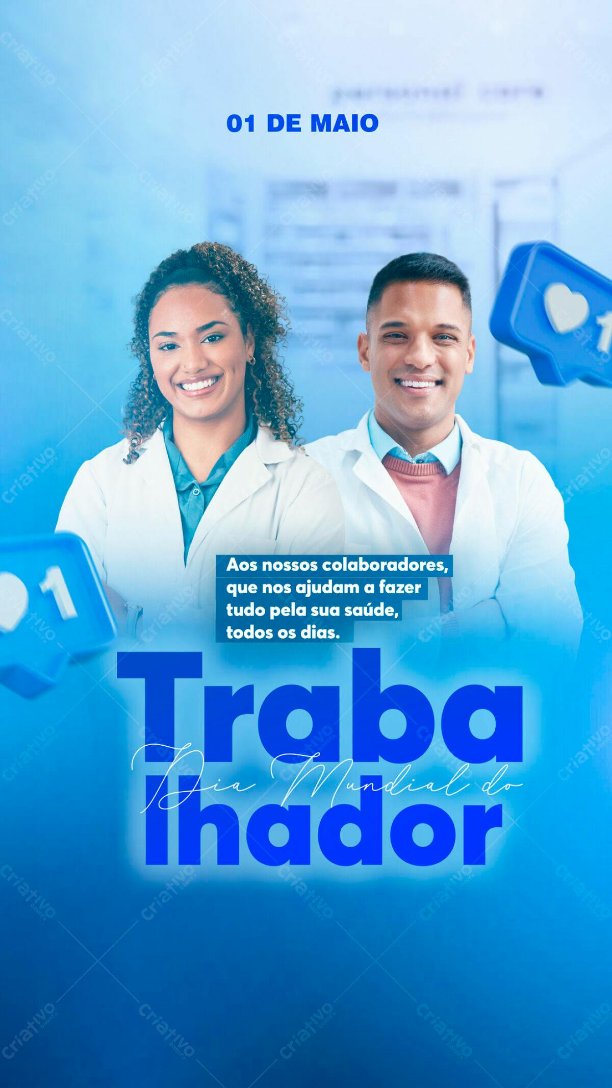 Post para Dia Mundial do Trabalhador PSD Editável