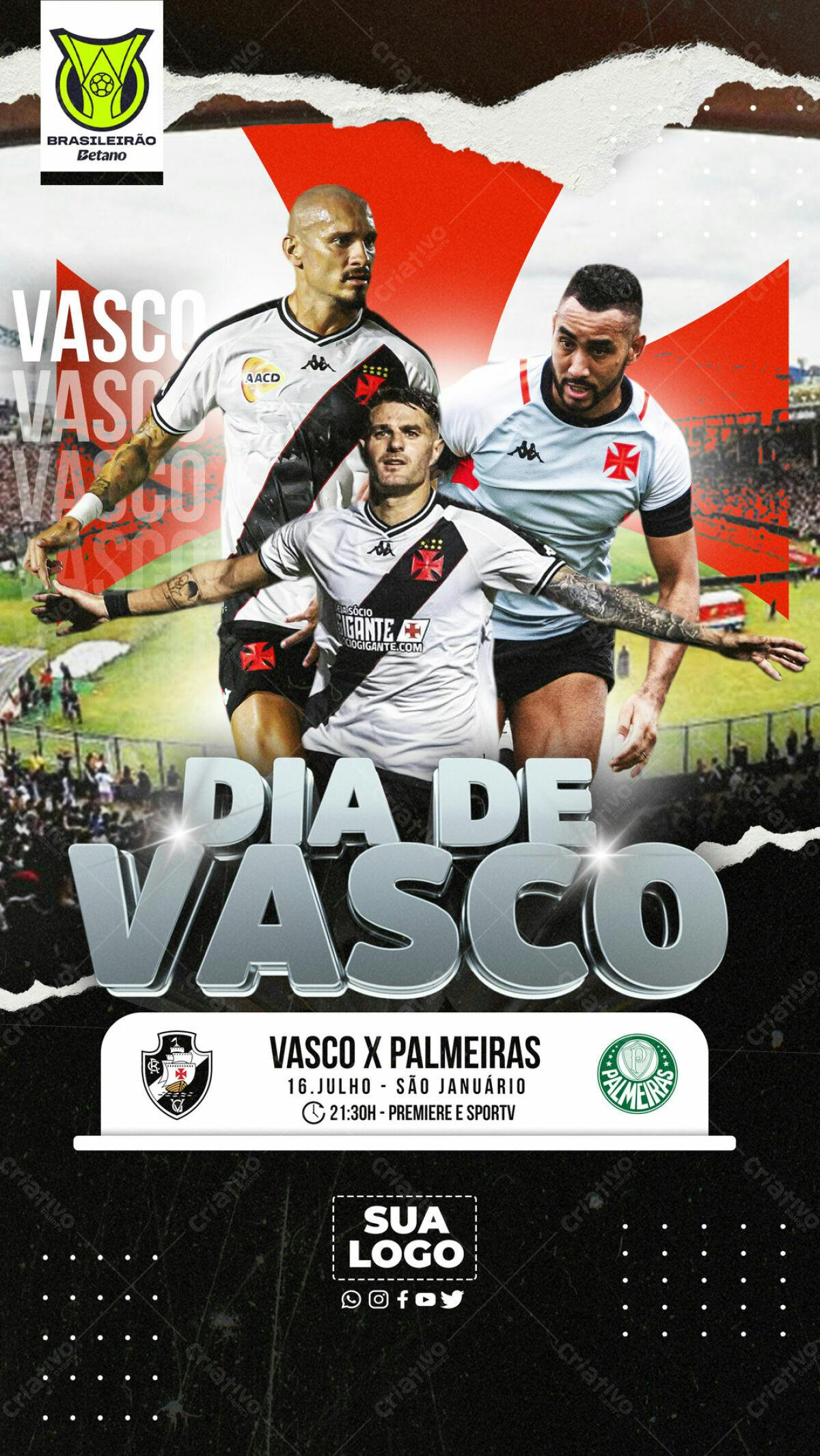 Flyer para Jogo Vasco x Palmeiras PSD Editável