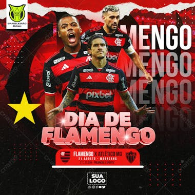 Flyer esportivo brasileirão dia de flamengo stories