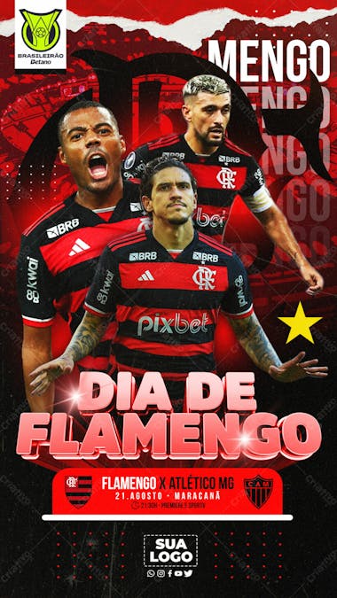 Flyer esportivo brasileirão dia de flamengo