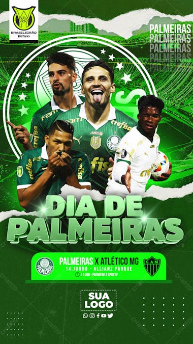 Flyer esportivo brasileirão dia de palmeiras