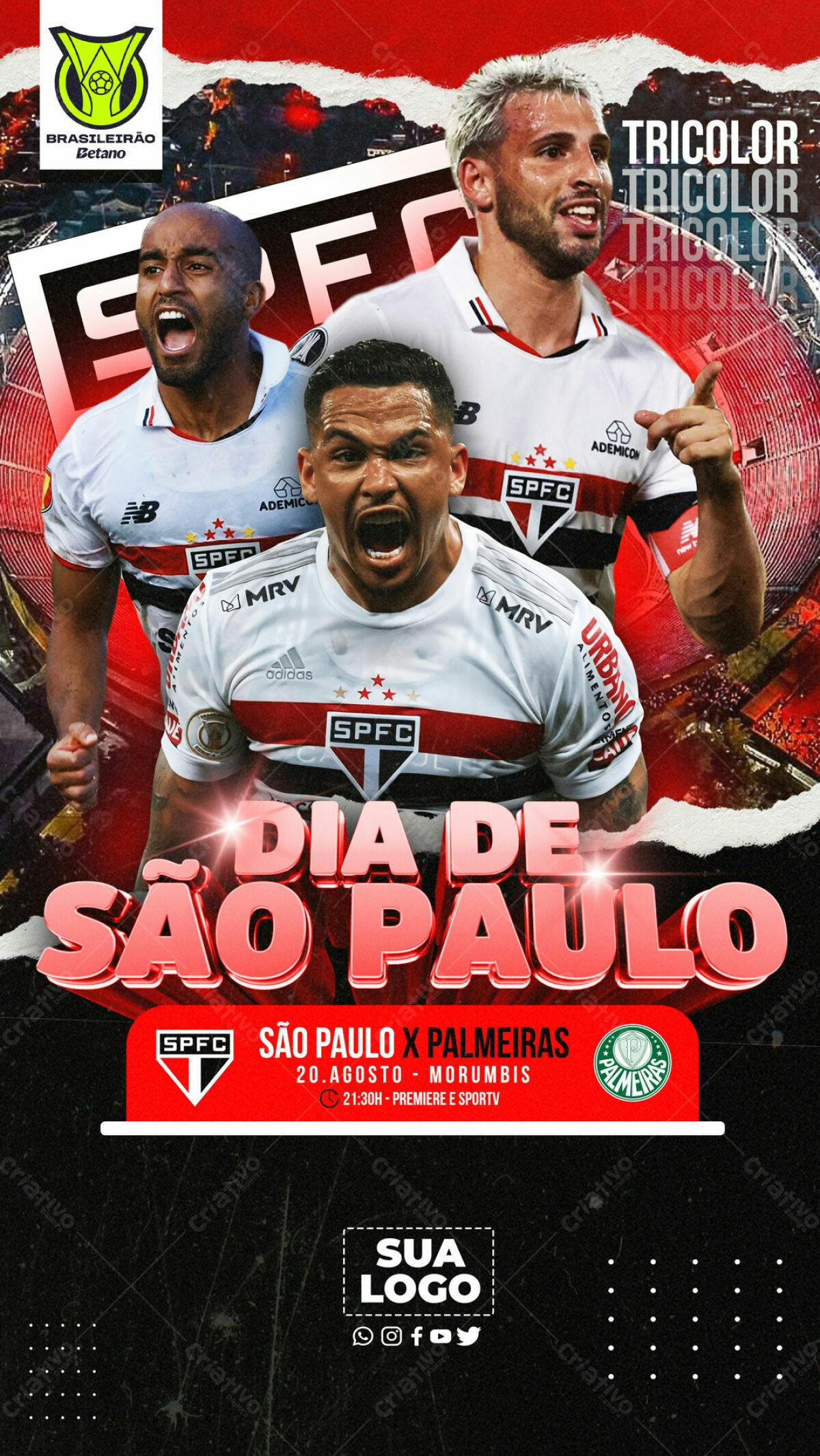 Flyer para Jogo São Paulo x Palmeiras PSD Editável