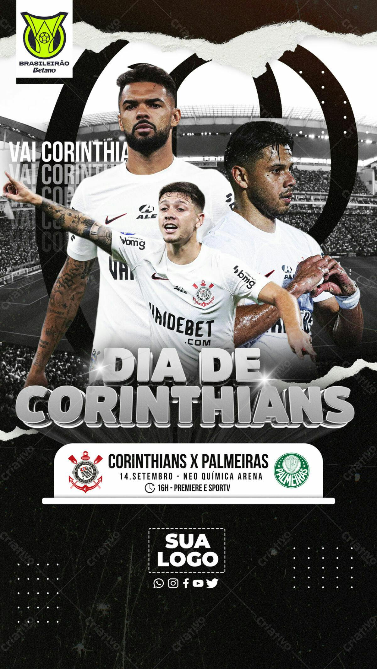 Flyer Dia de Corinthians x Palmeiras PSD Editável