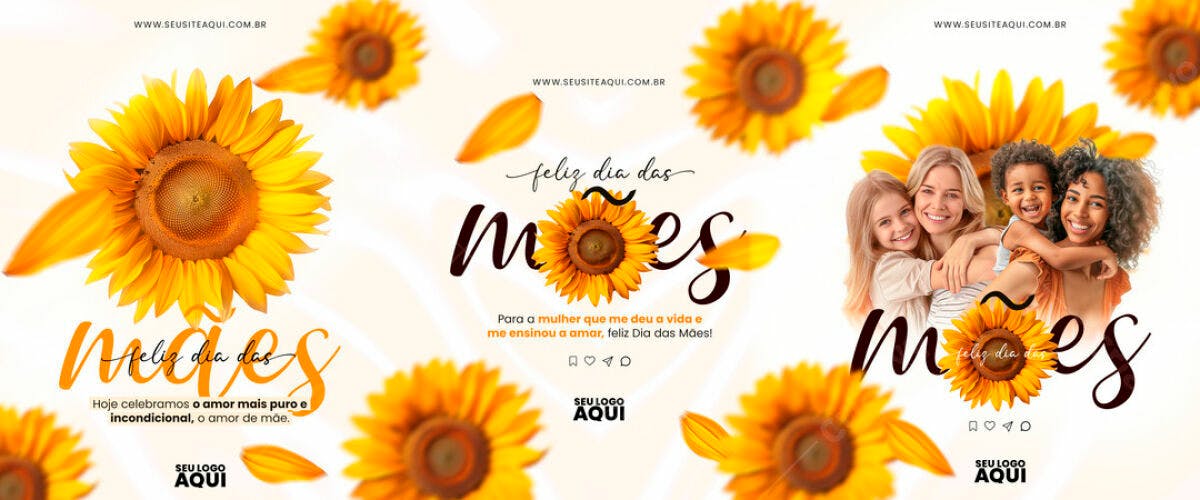 Banner Dia das Mães com Girassóis PSD Editável