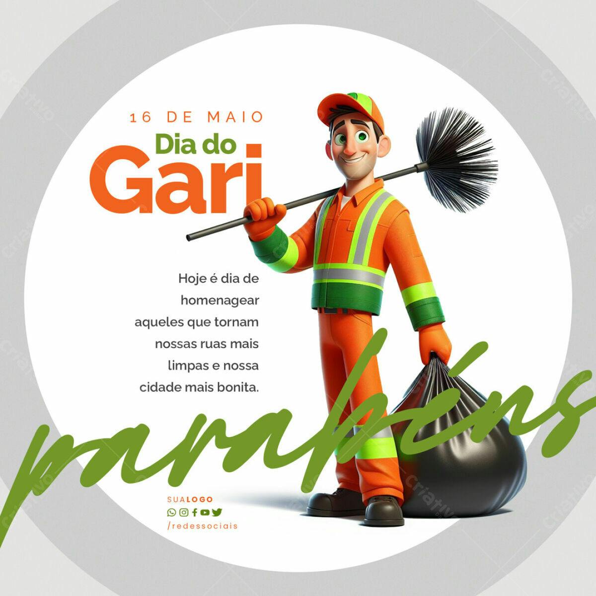 Post para o Dia do Gari PSD Editável