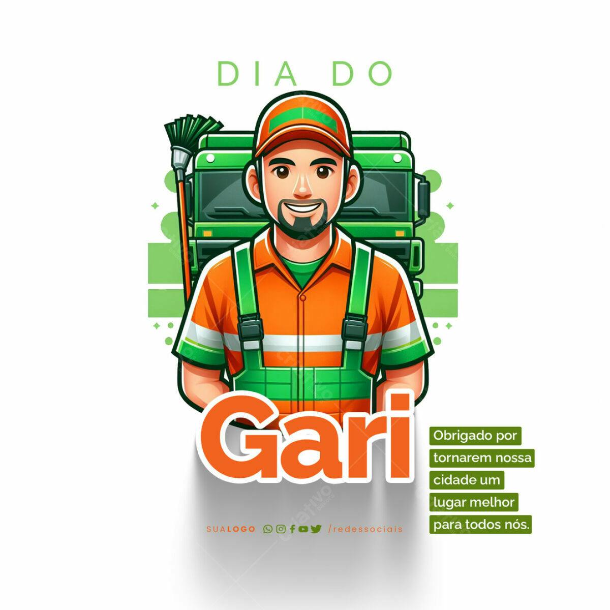 Ilustração Dia do Gari PSD Editável