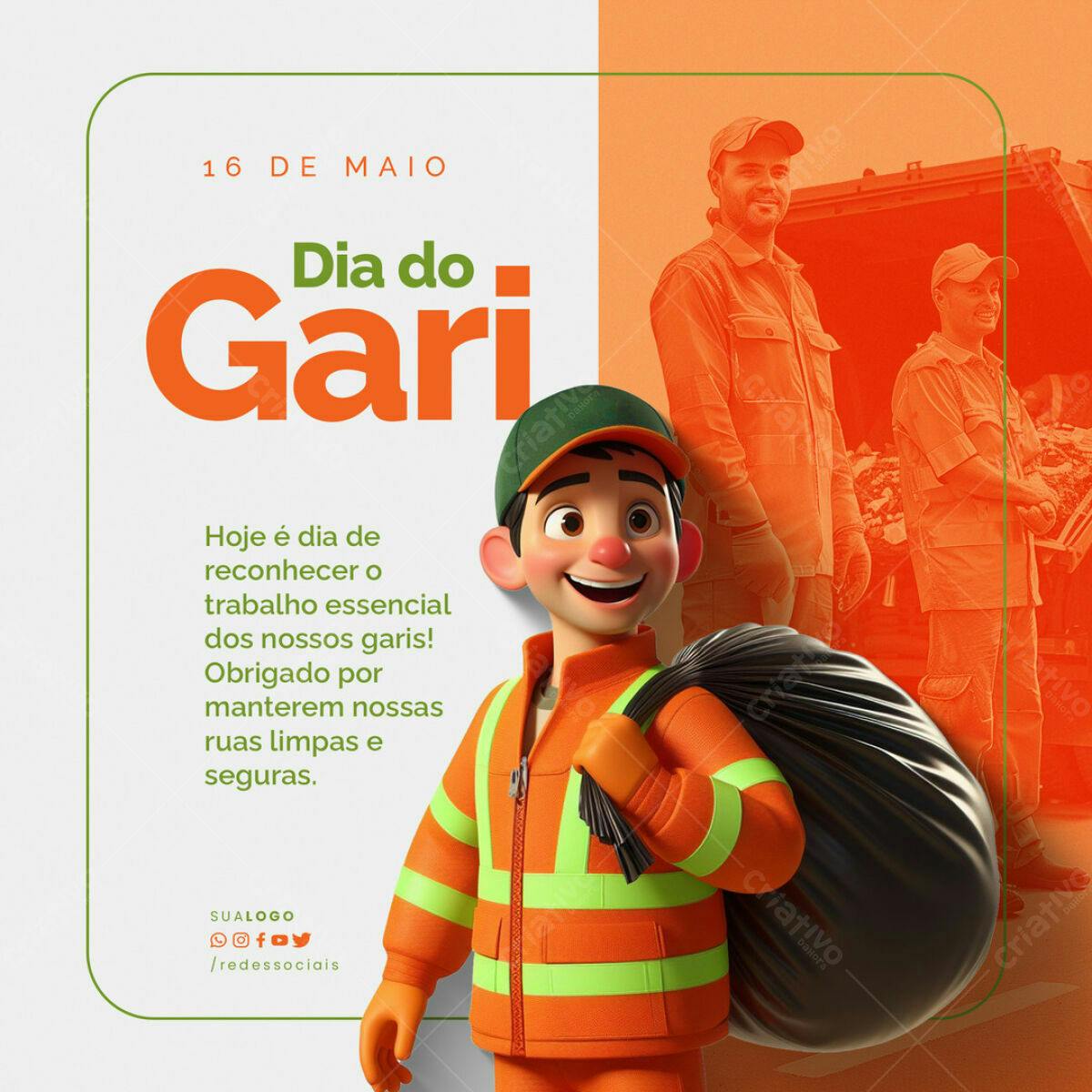 Post para Dia do Gari PSD Editável