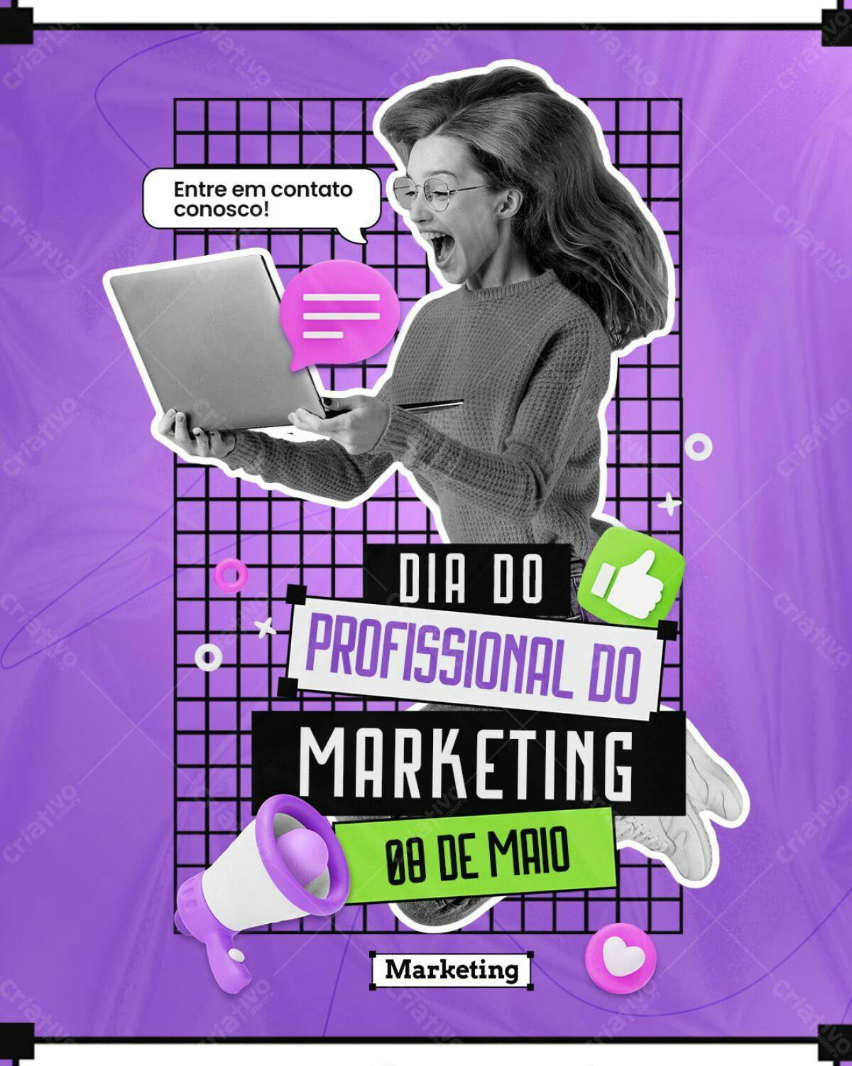 Flyer Dia do Profissional de Marketing PSD Editável