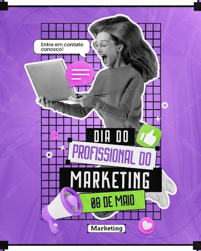 Flyer Dia do Profissional de Marketing PSD Editável