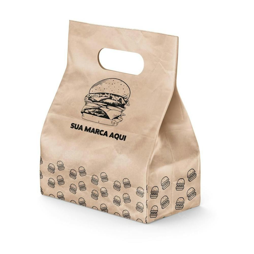 Mockup Saco De Embalagem Kraft para mercado ou hamburgueria