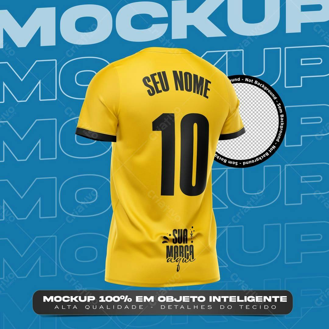 Mockup Camiseta Futebol Amarela com Número 10