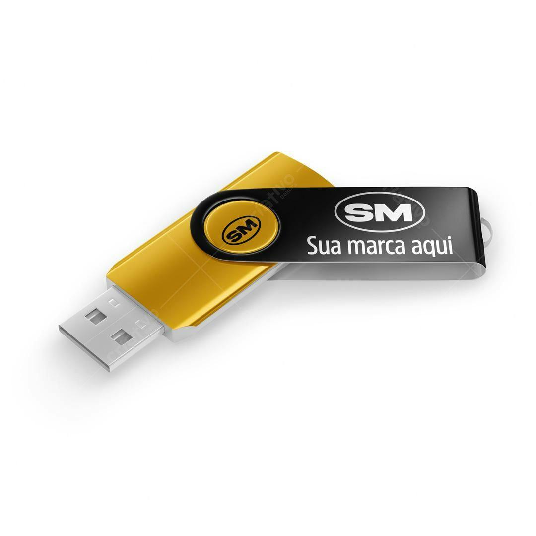 Mockup de Pen Drive Dourado e Preto - Design Moderno