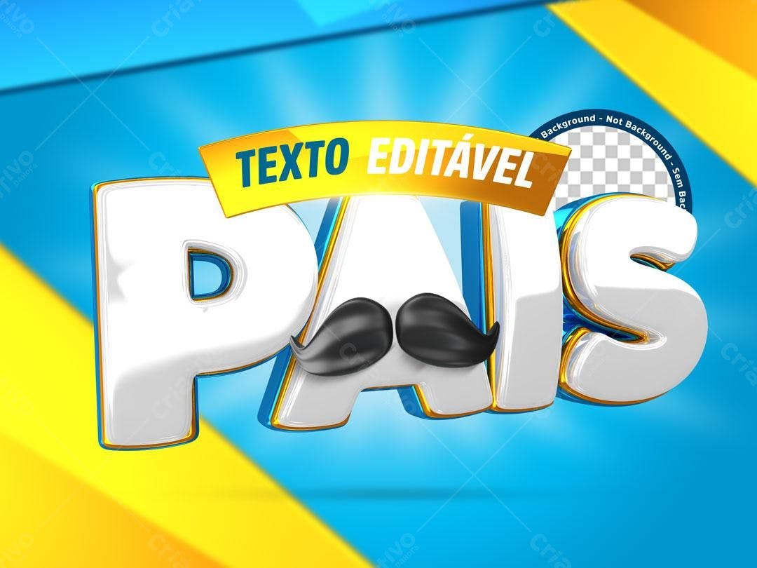 Selo 3D Dia dos Pais branco e dourado