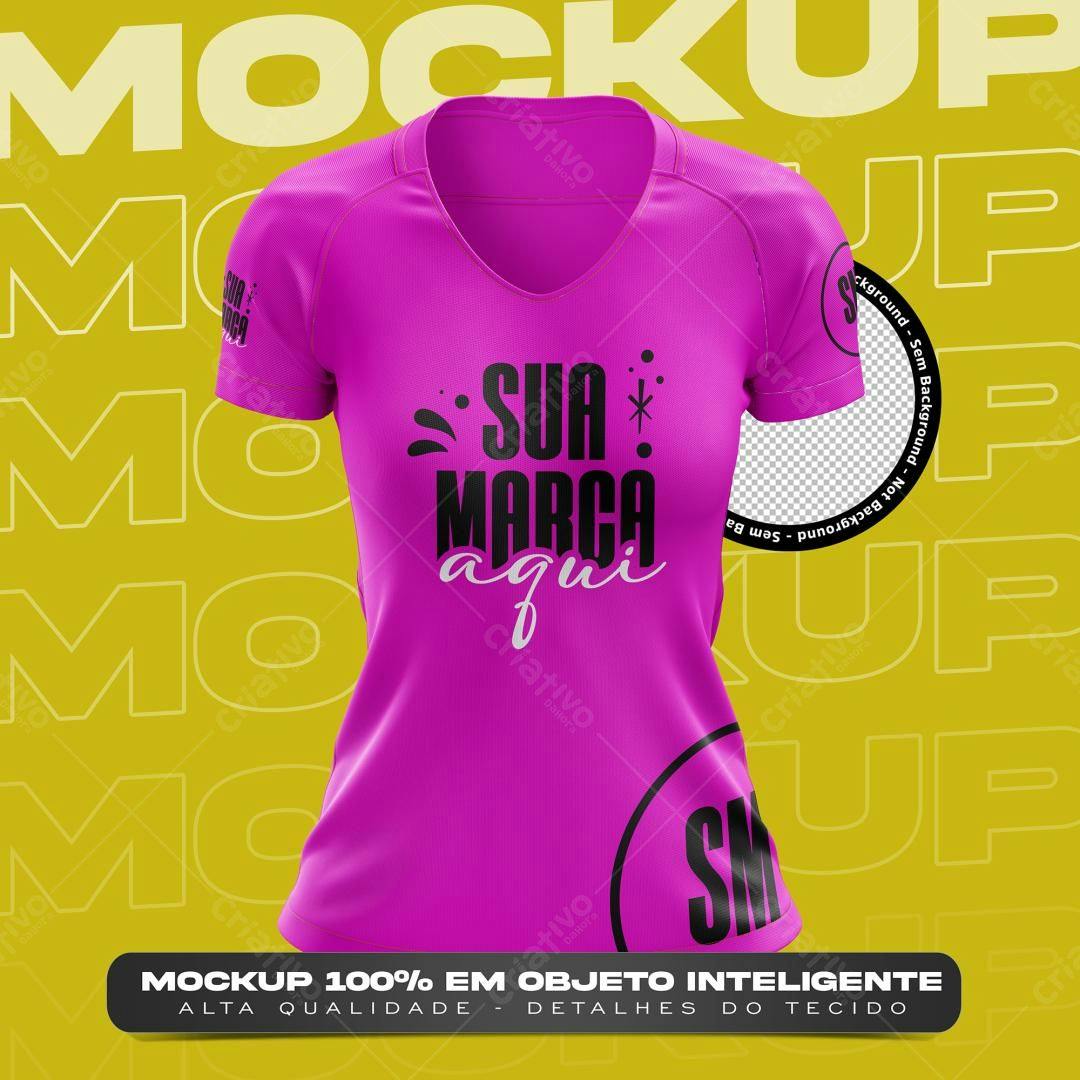 Mockup Camiseta Feminina Rosa - Design Moderno