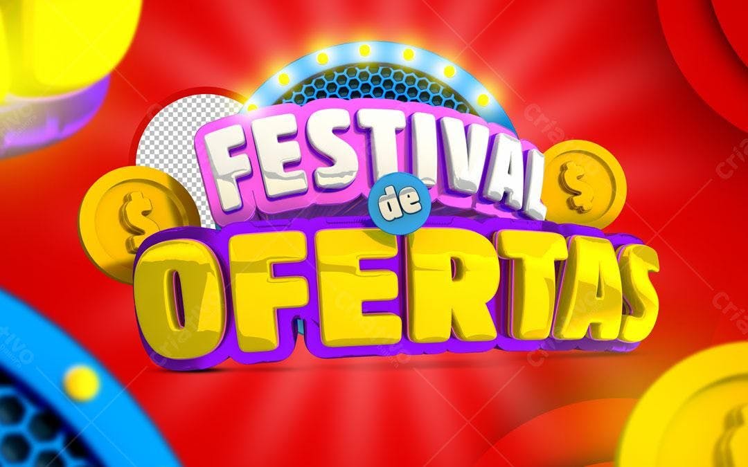 Selo 3D promocional amarelo e roxo brilhante