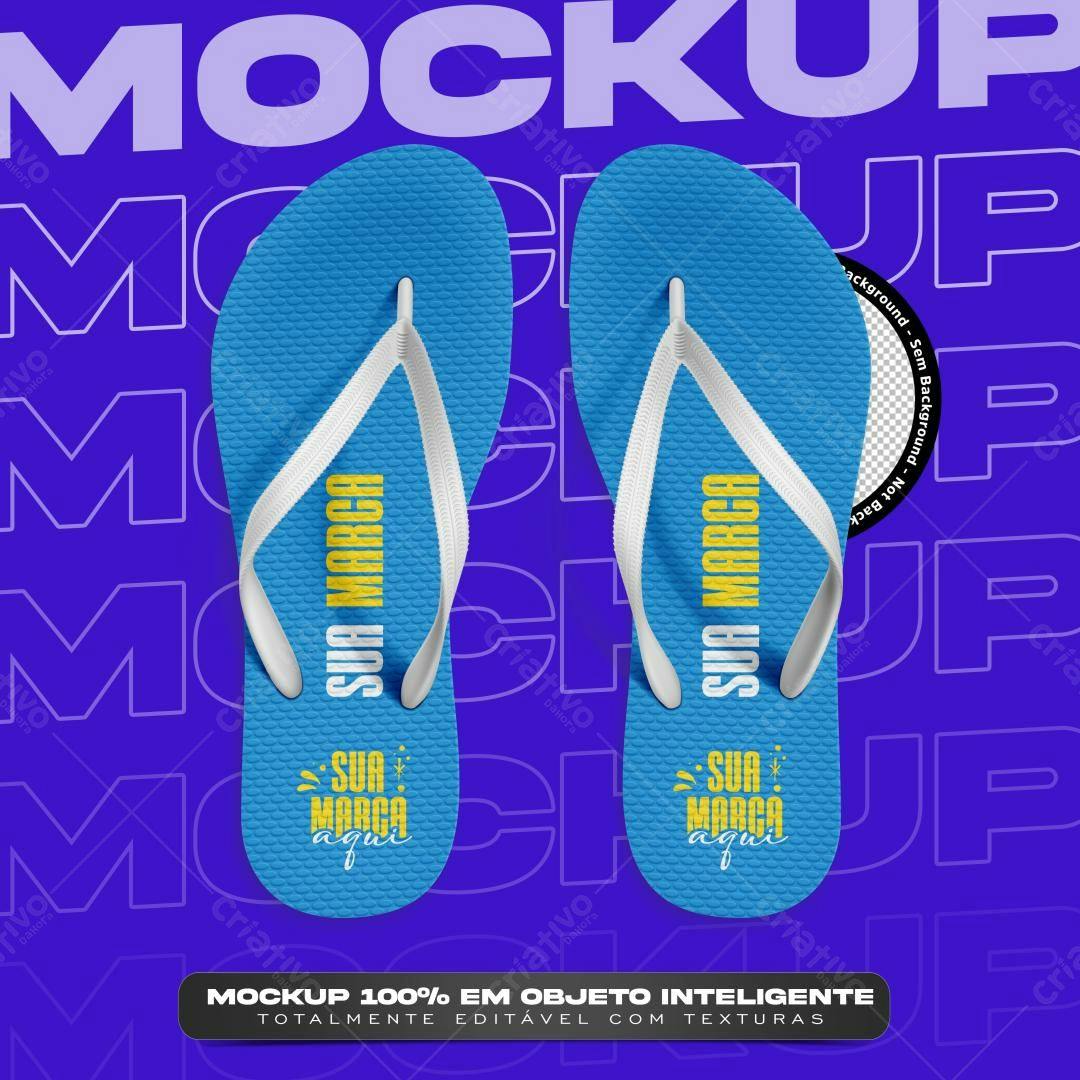 Mockup de Chinelos Personalizados: Azul e Branco