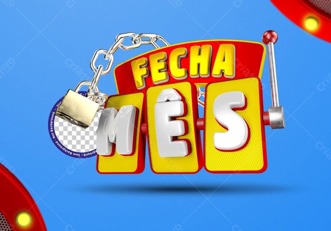 Selo 3D promocional estilo caça-níquel vermelho e amarelo