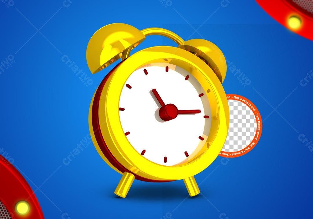 Icone Despertador Dourado PNG com fundo transparente