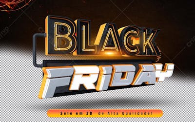Selo 3d Blackfriday Preto E Laranja