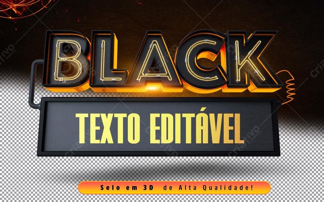Selo 3D Black Neon Amarelo e Preto