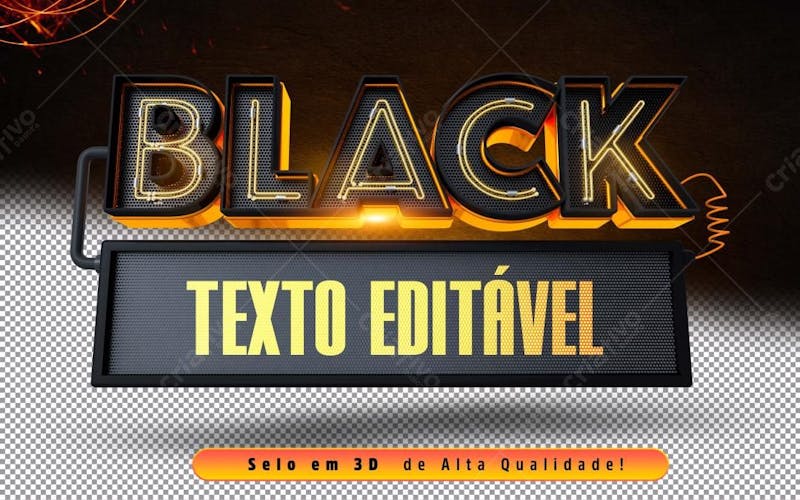 Selo para rede social blackfriday preto e laranja editável