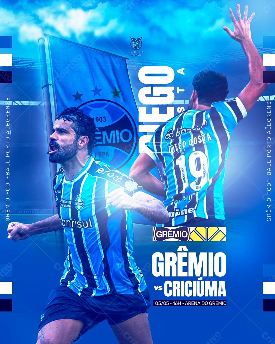 Flyer Grêmio x Criciúma PSD Editável
