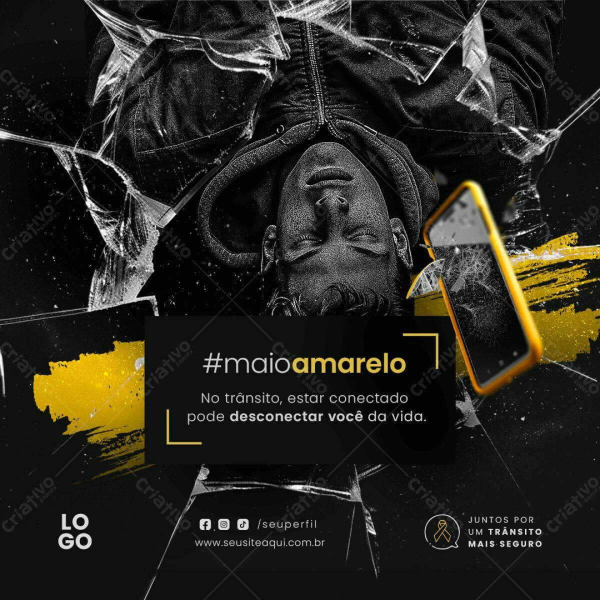 Flyer Maio Amarelo PSD Editável