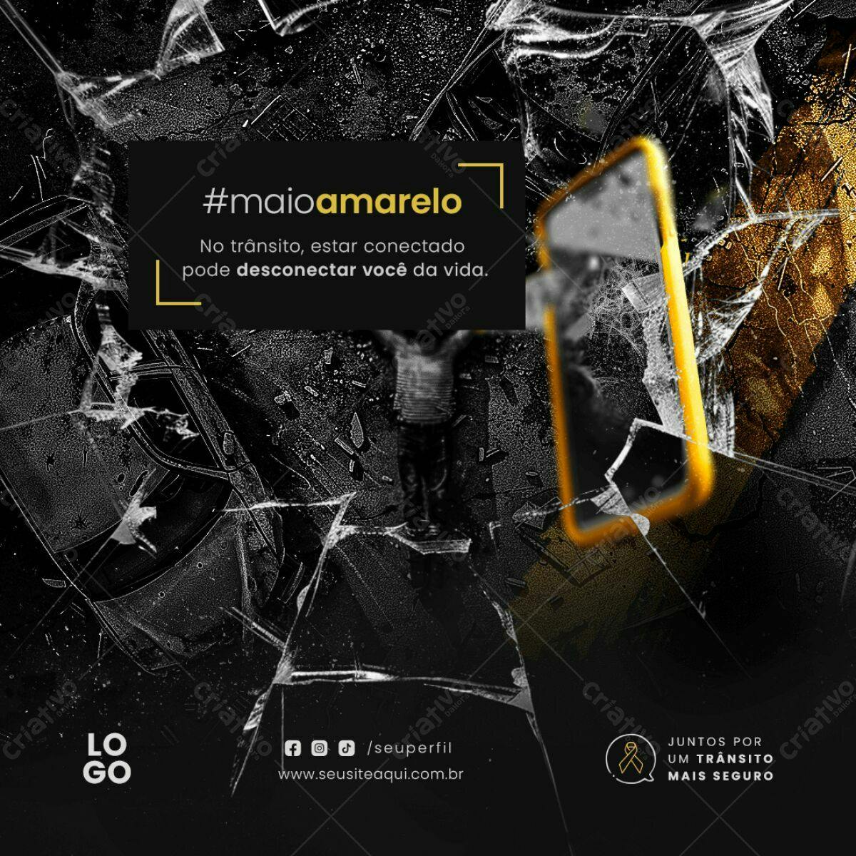 Post para Maio Amarelo PSD Editável