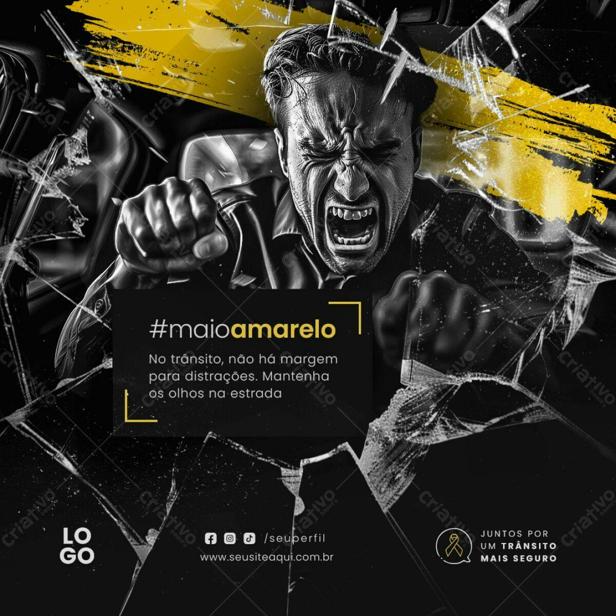 Flyer Maio Amarelo PSD Editável