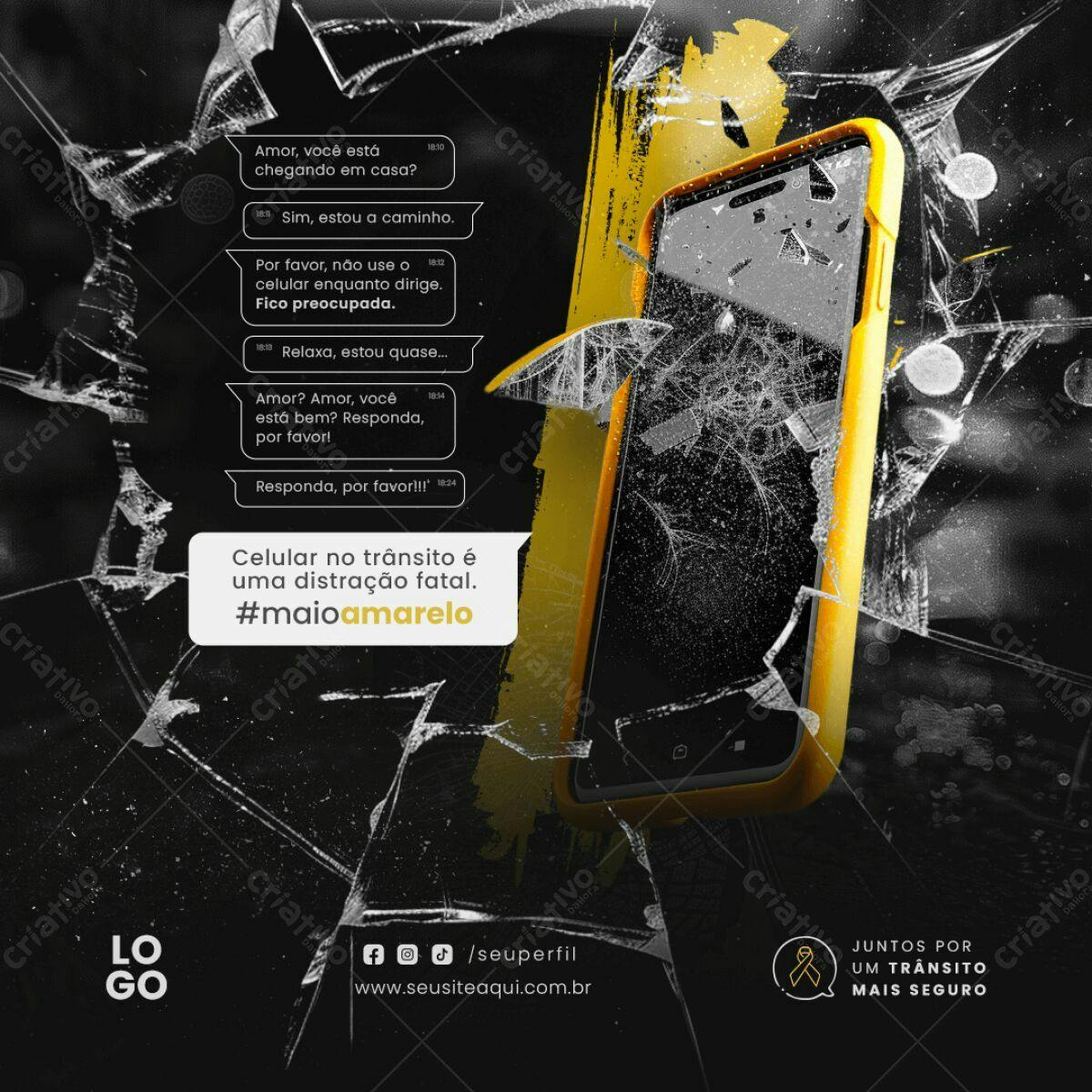 Post para Maio Amarelo PSD Editável