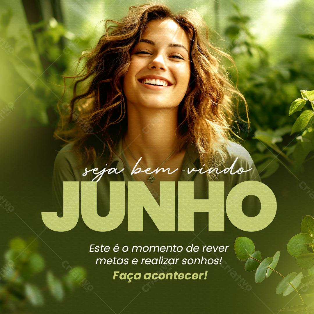 Post para Boas Vindas Junho PSD Editável