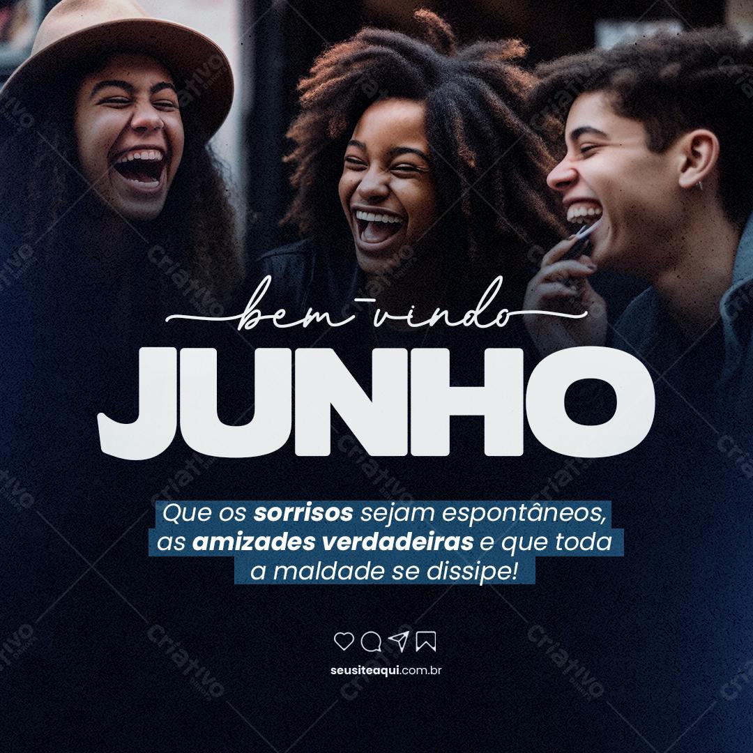Postagem para Boas Vindas Junho PSD Editável