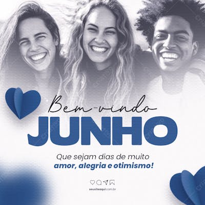 Bem-Vindo Junho Que Sejam Dias De Muito Amor psd