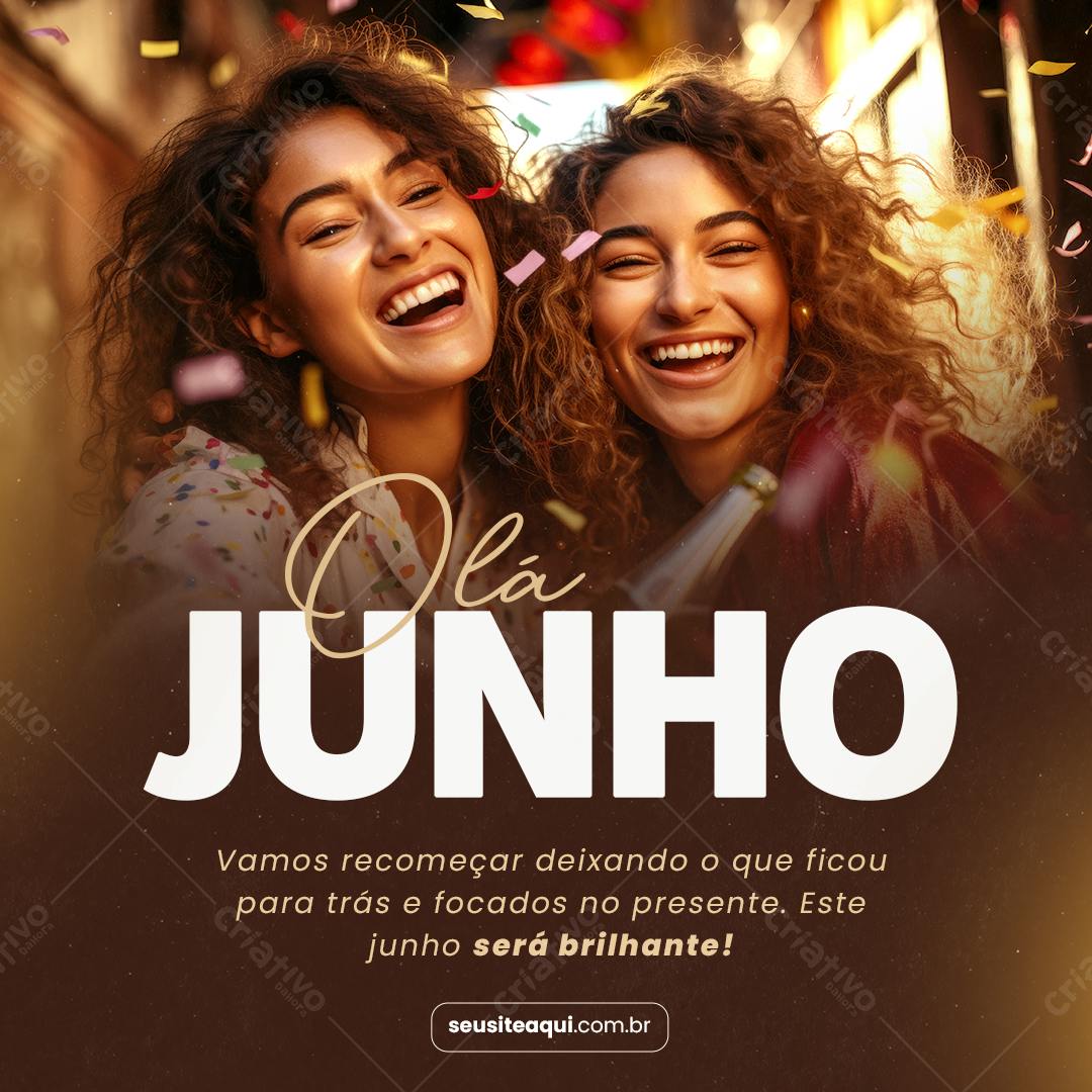 Post para Boas Vindas Junho PSD Editável