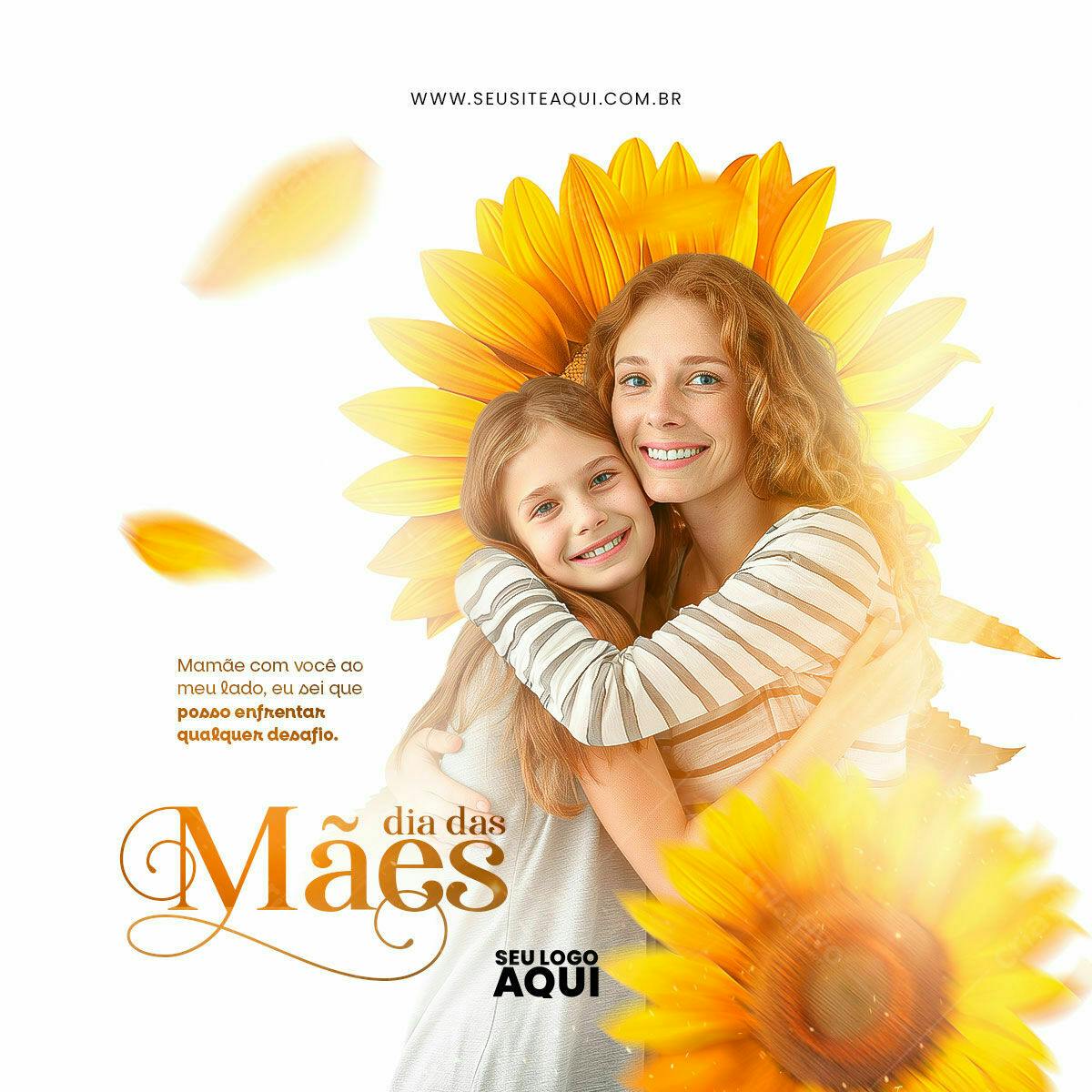Postagem Dia das Mães com Girassóis PSD Editável