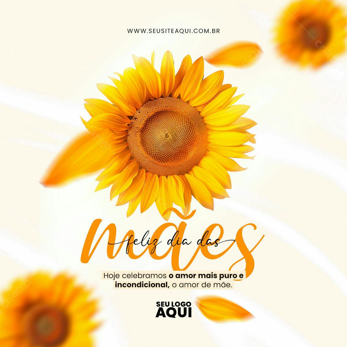 Flyer Dia das Mães com Girassóis PSD Editável